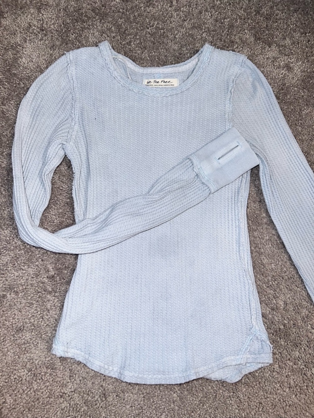 We The Free Light Blue Long Sleeve Thermal Tee